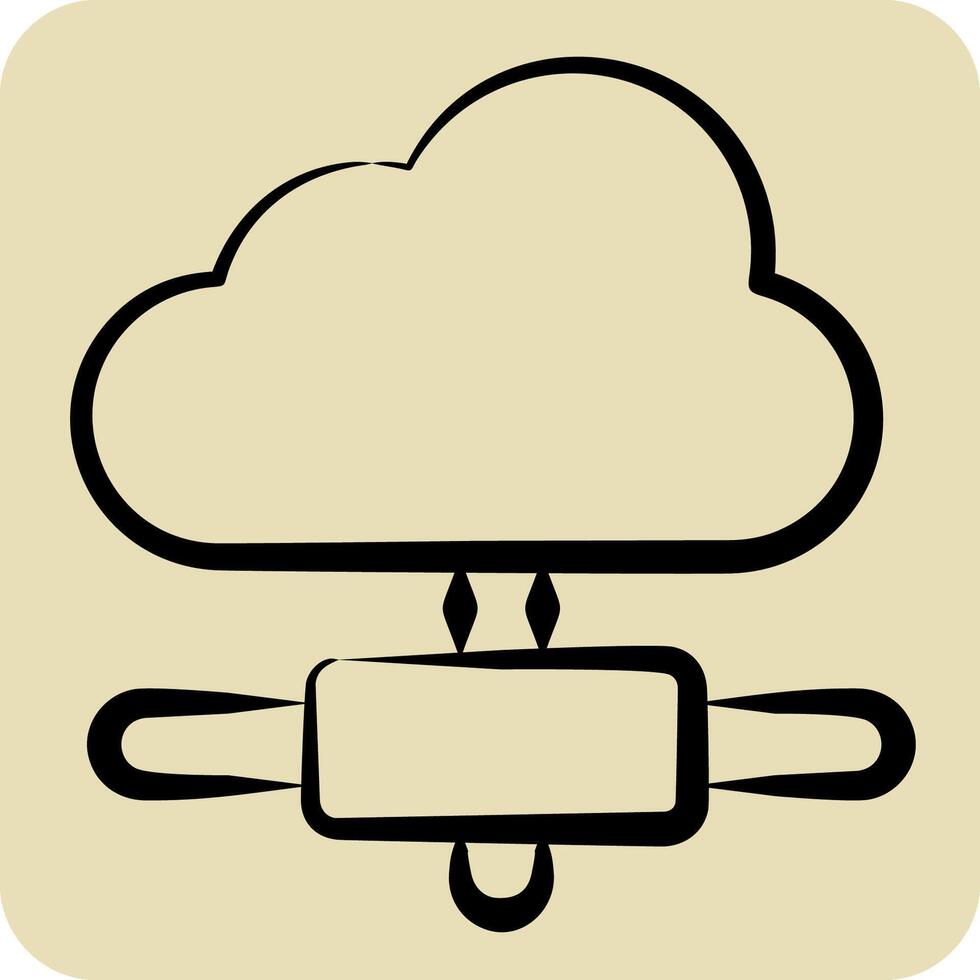 Icon Cloud Connection. related to Dropshipping symbol. hand drawn style. design editable vector