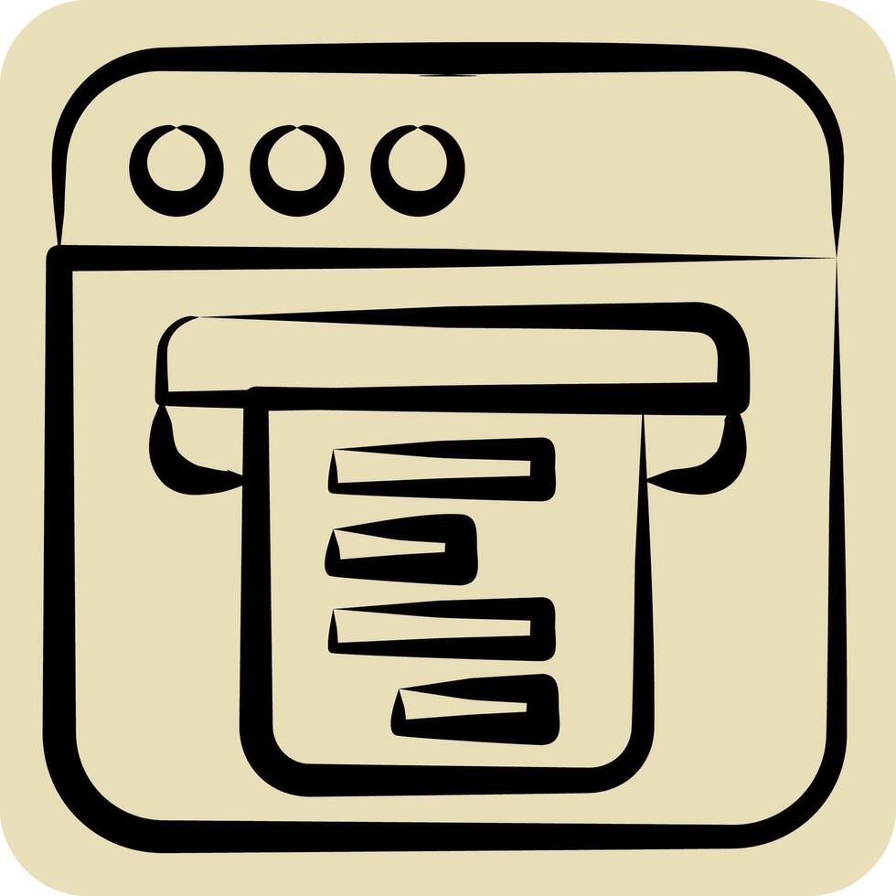Icon Digital Receipt. related to Dropshipping symbol. hand drawn style. design editable vector
