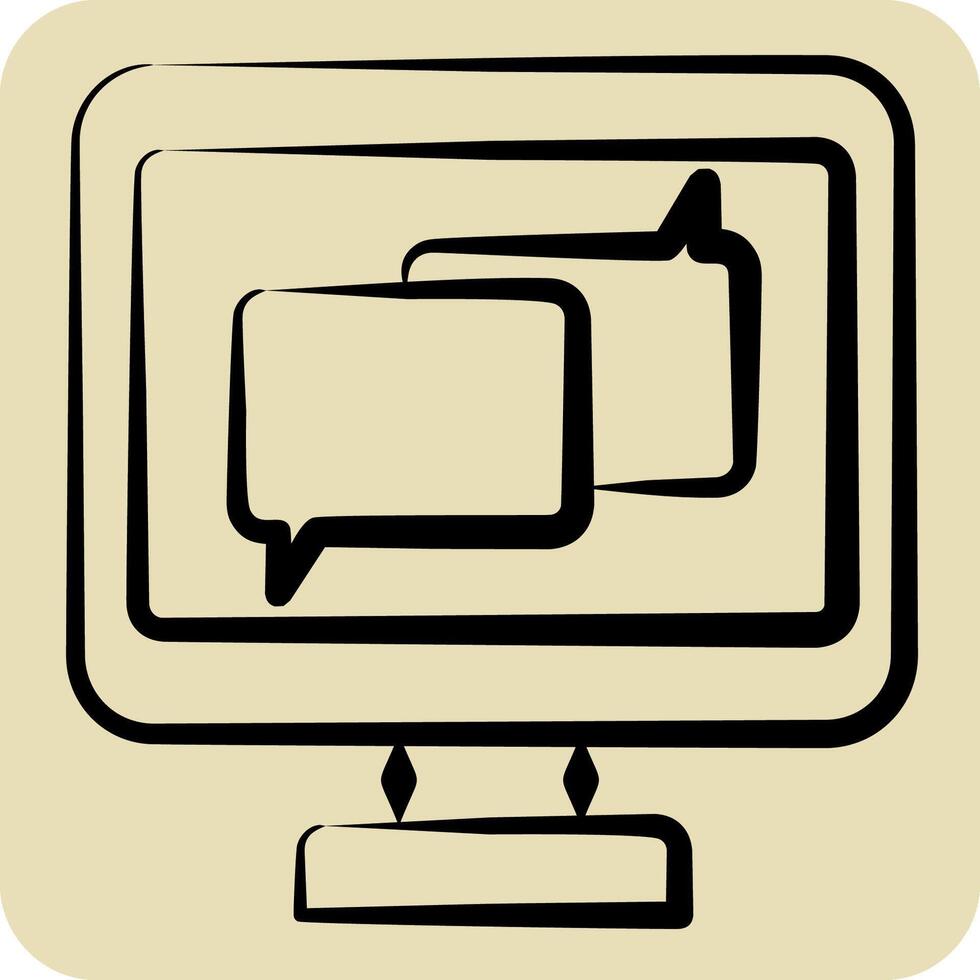 Icon Online Chat. related to Dropshipping symbol. hand drawn style. design editable vector