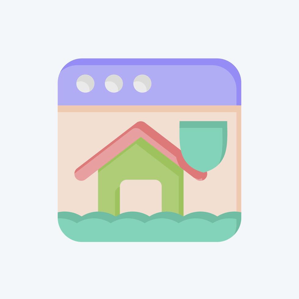 Icon House Insurance. related to Dropshipping symbol. flat style. design editable vector