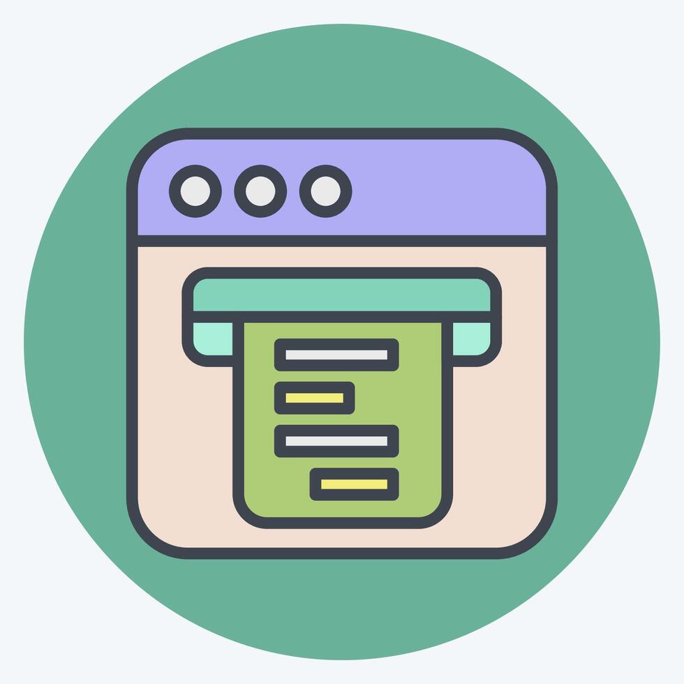 Icon Digital Receipt. related to Dropshipping symbol. color mate style. design editable vector