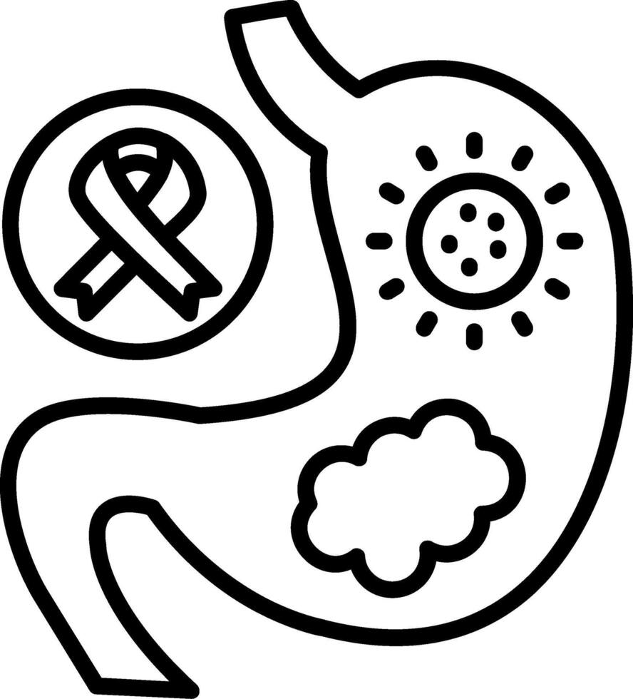 Stomach Cancer Line Icon vector