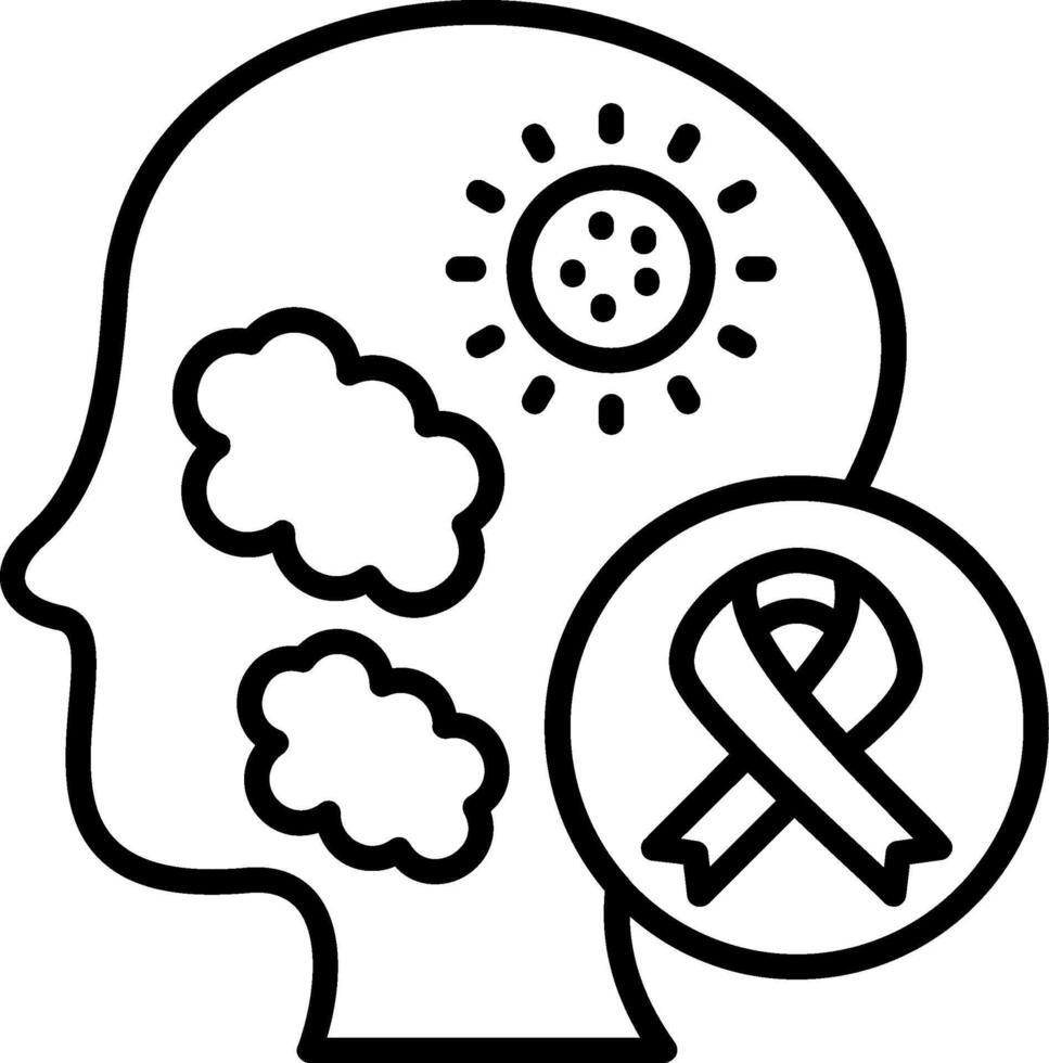 Brain Cancer Line Icon vector