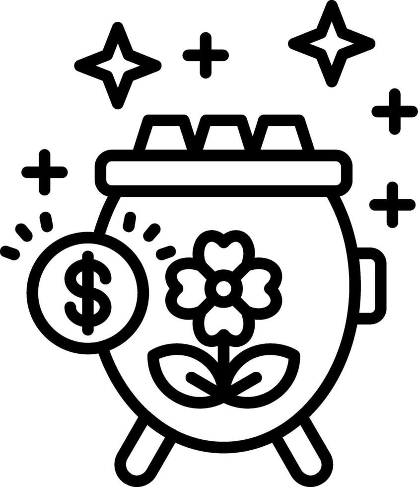 Gold Pot Line Icon vector