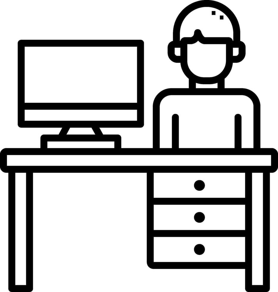 Desk Line Icon vector