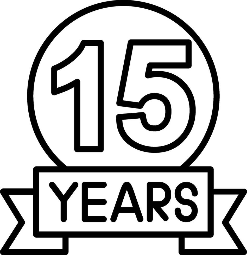 15 years Anniversary Line Icon vector