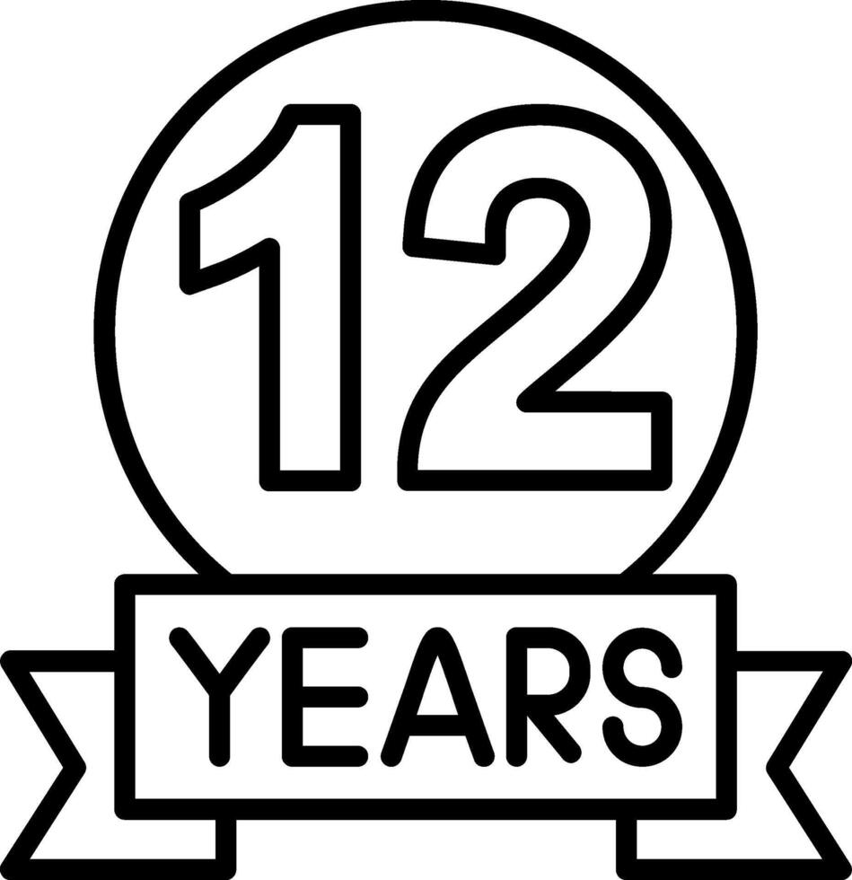 12 year Anniversary Line Icon vector
