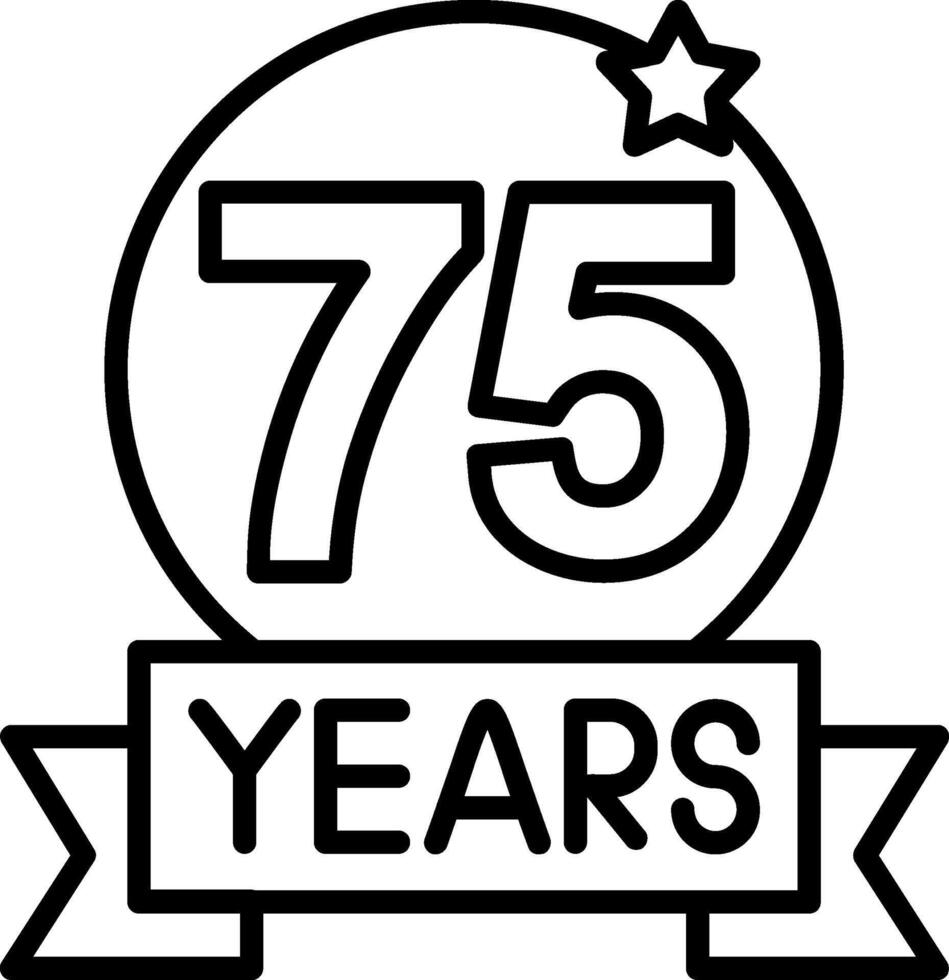 75 Anniversary Line Icon vector