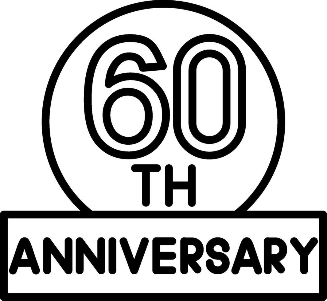 60th Anniversary Line Icon vector