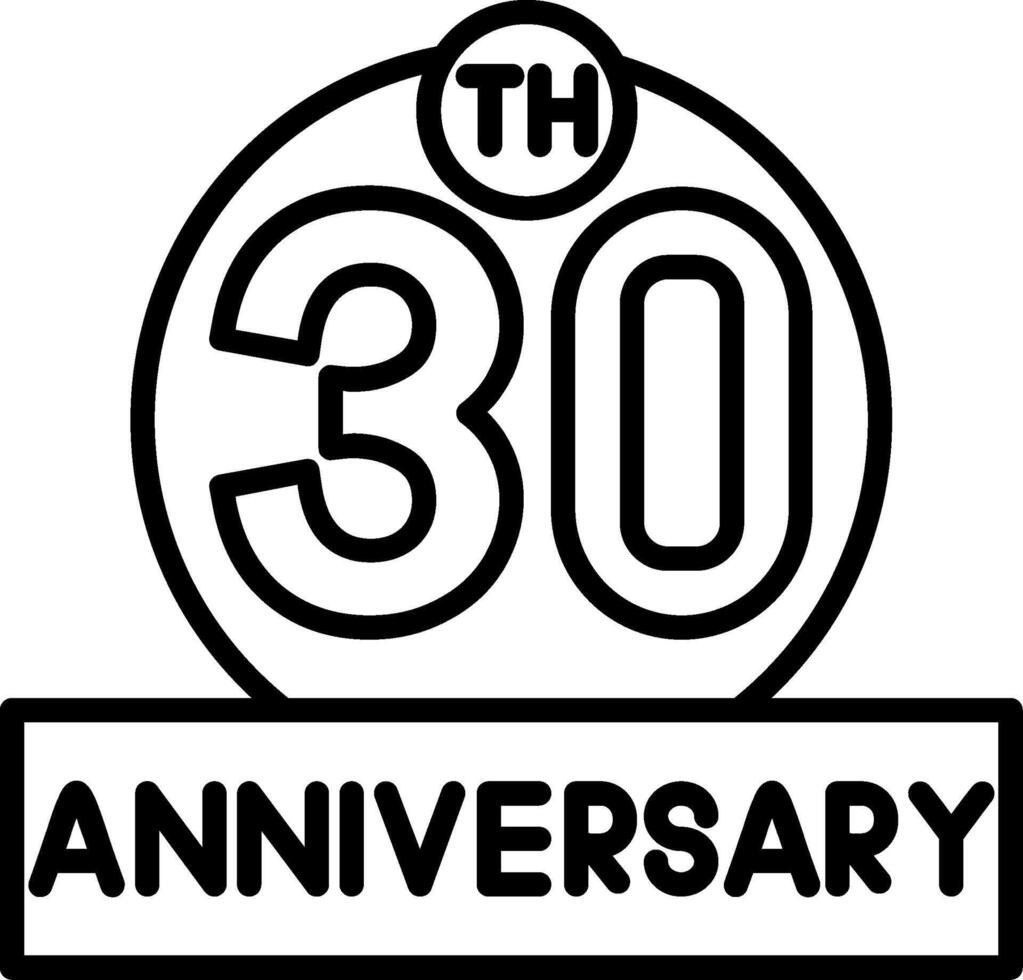 30th Anniversary Line Icon vector