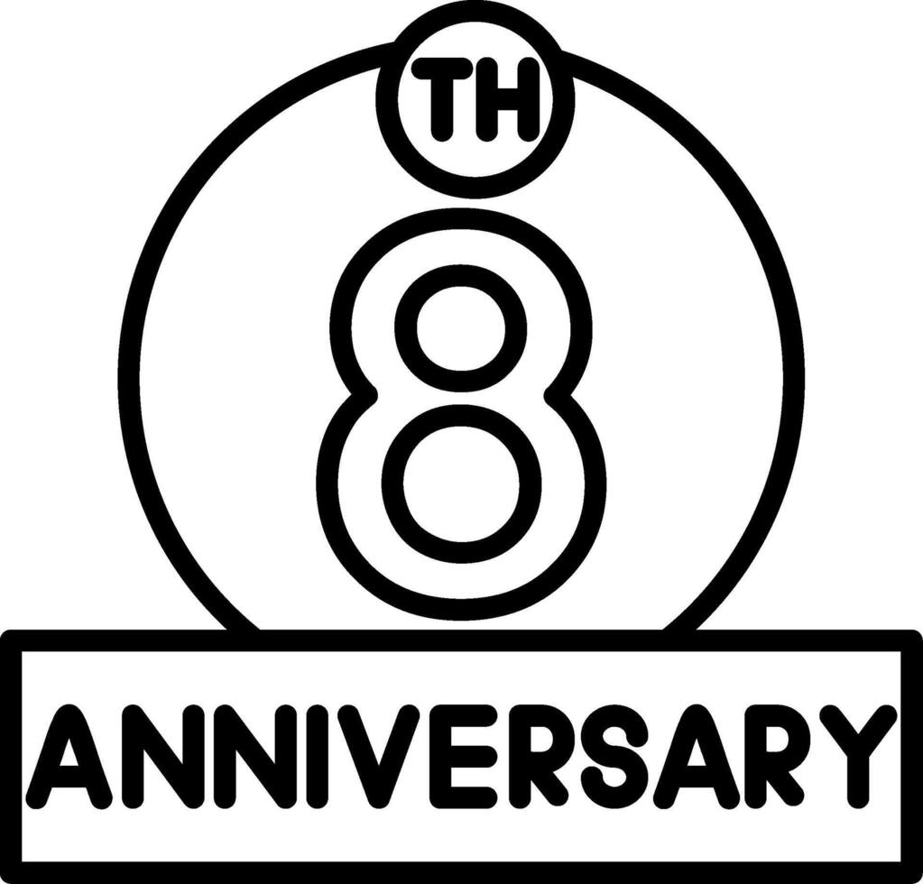 8th Anniversary Line Icon vector