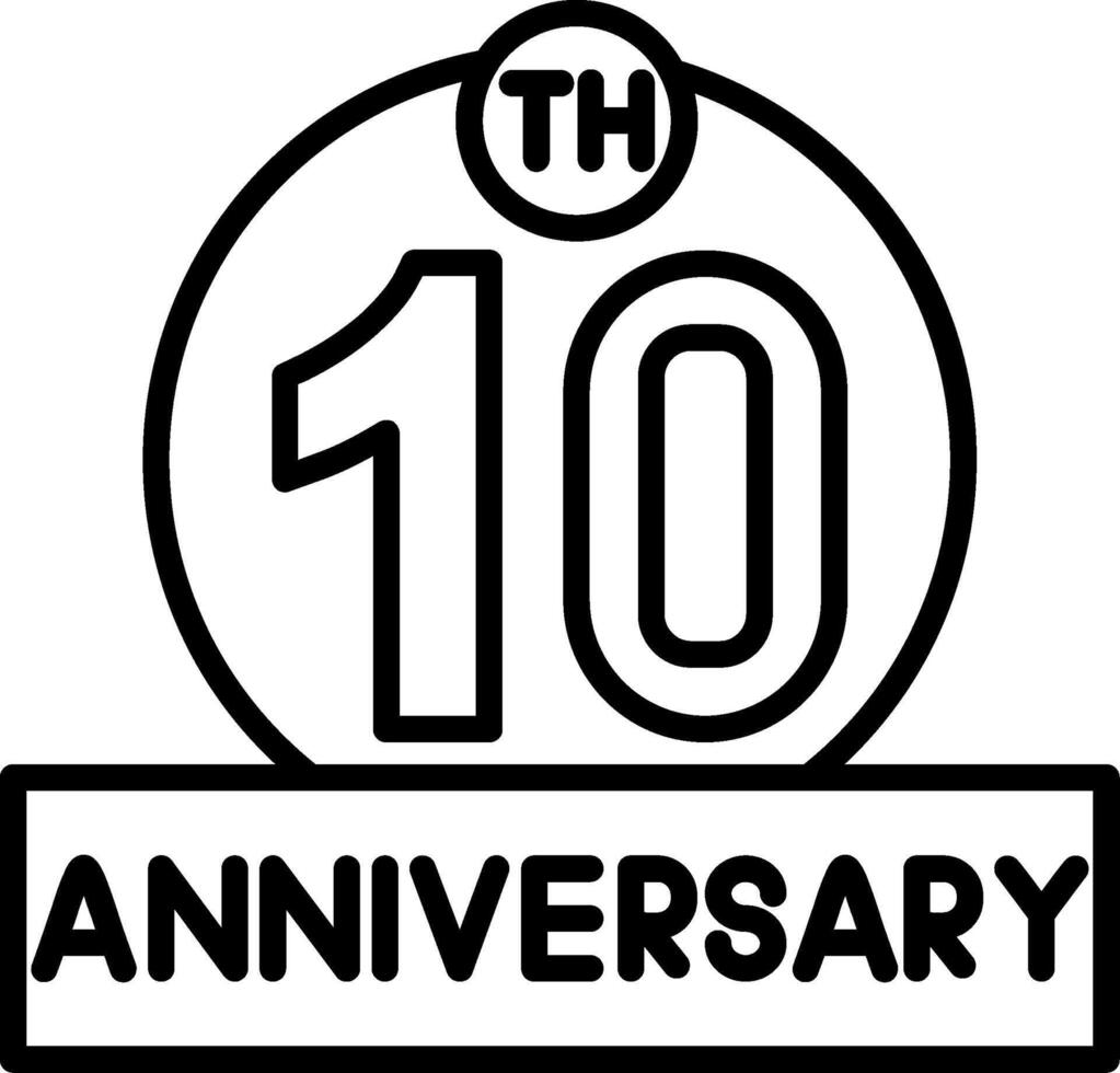 10th Anniversary Line Icon vector
