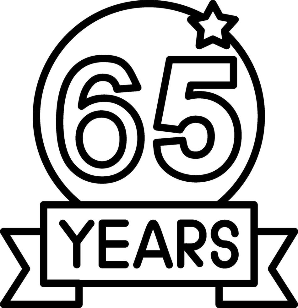 65 Anniversary Line Icon vector
