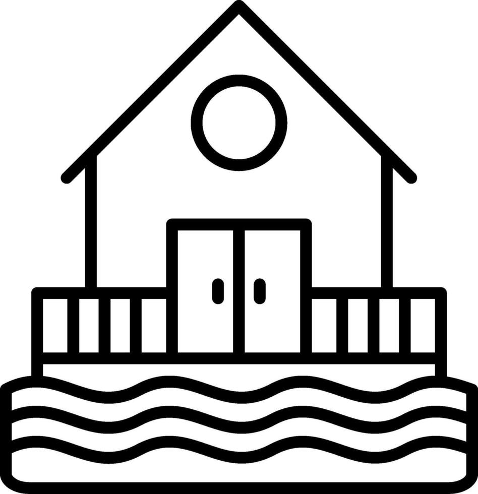 Beach Hut Line Icon vector
