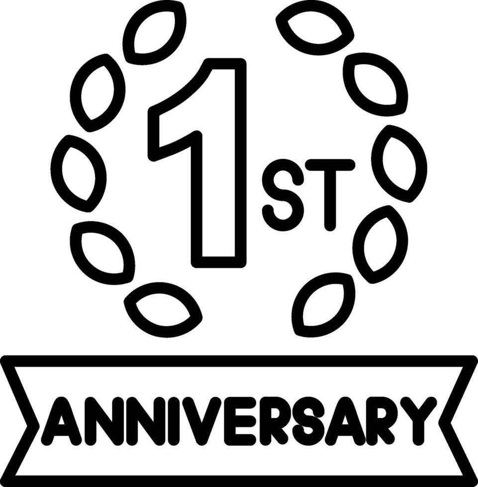 1st Anniversary Line Icon vector