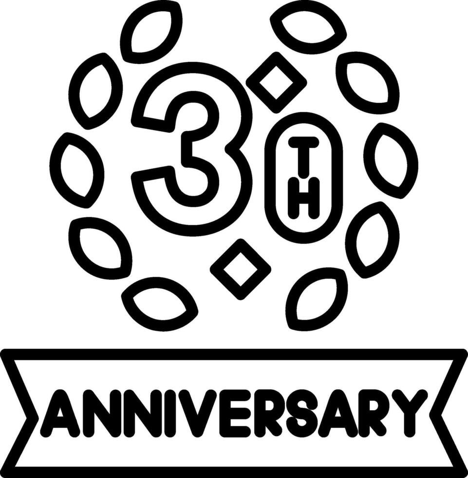 30th Anniversary Line Icon vector