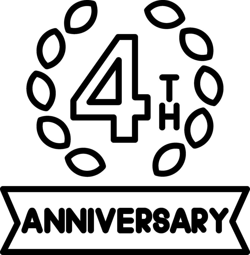 4th Anniversary Line Icon vector