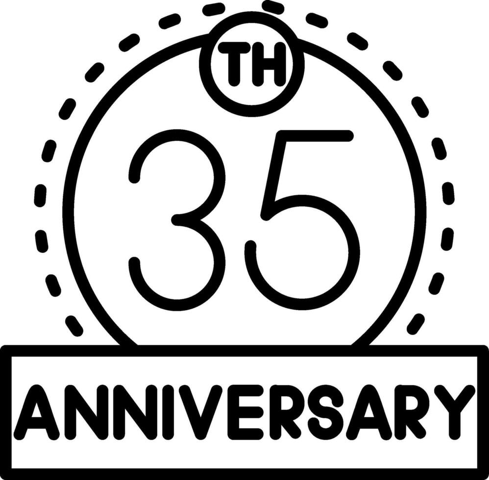 35th Anniversary Line Icon vector