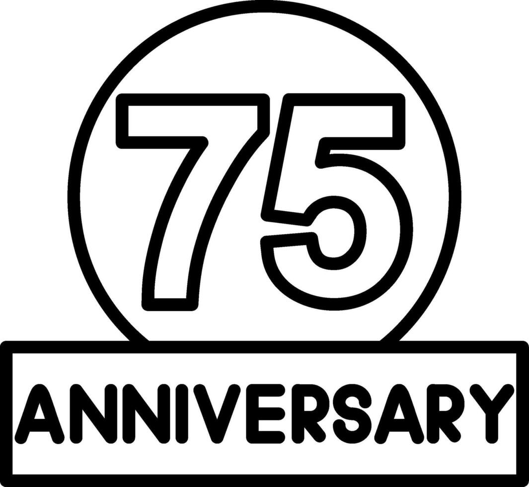 75 Anniversary Line Icon vector