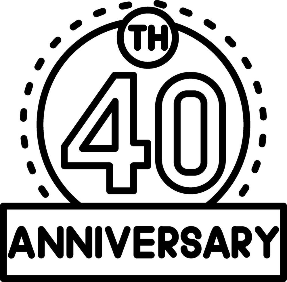 40th Anniversary Line Icon vector