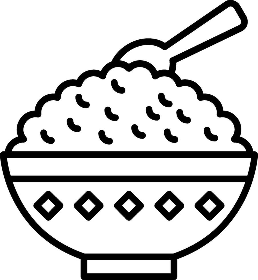 Rice Bowl Line Icon vector