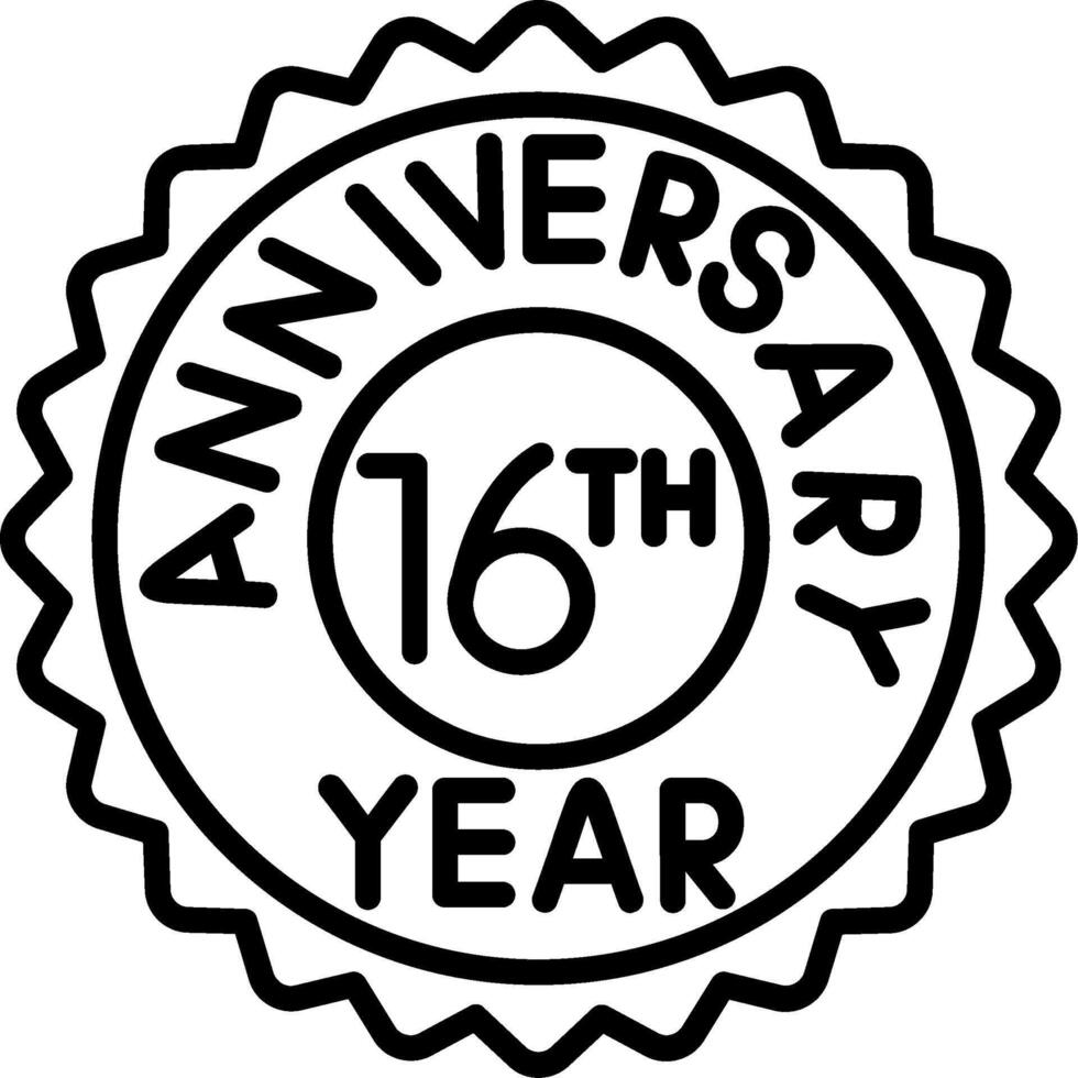 16th Anniversary Line Icon vector