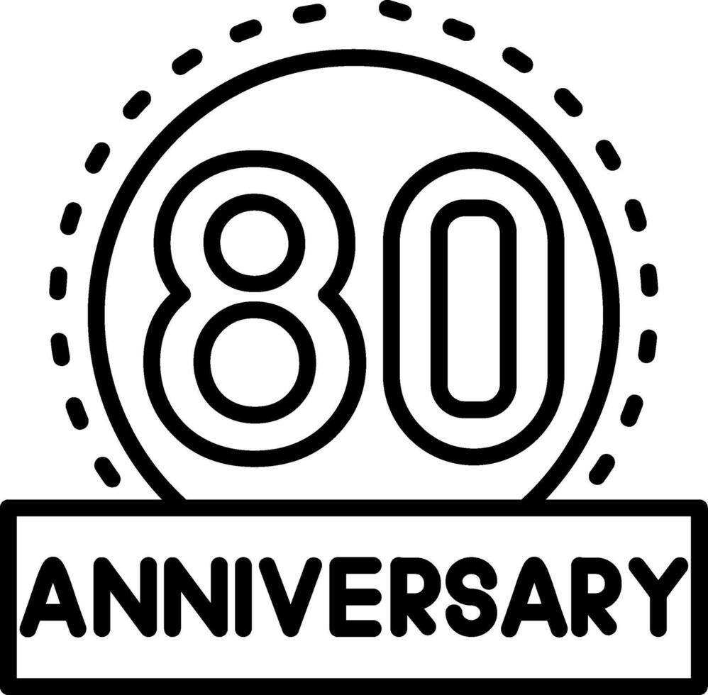 80 Anniversary Line Icon vector