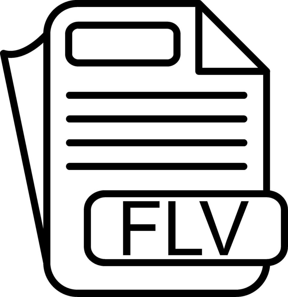 FLV File Format Line Icon vector