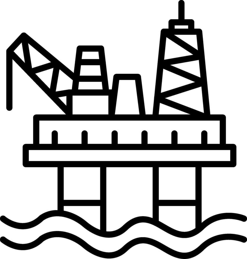 Oil Rig Line Icon vector