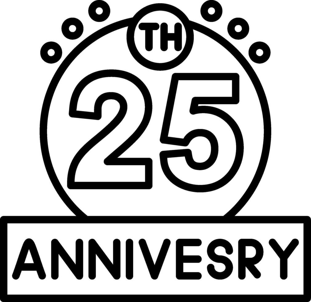 25th Anniversary Line Icon vector
