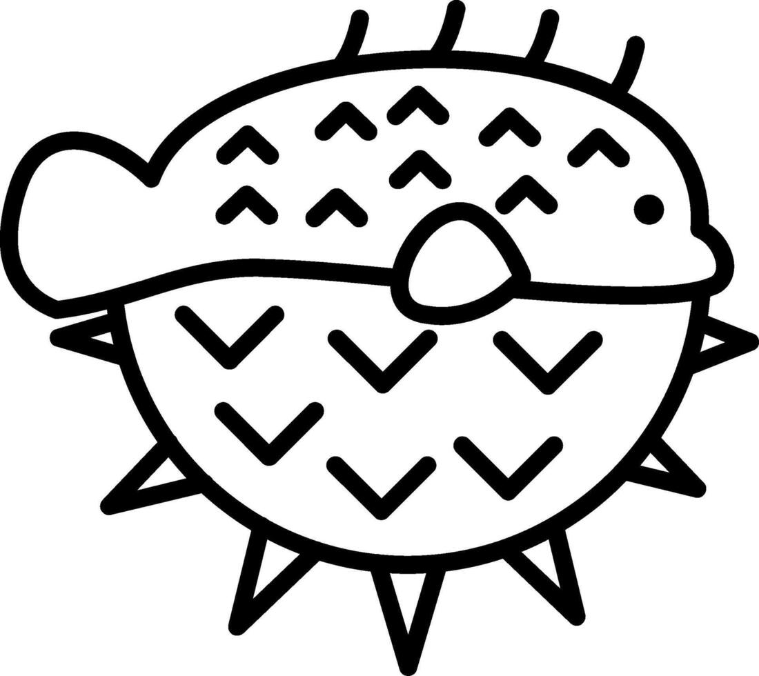 Puffer Fish Line Icon vector