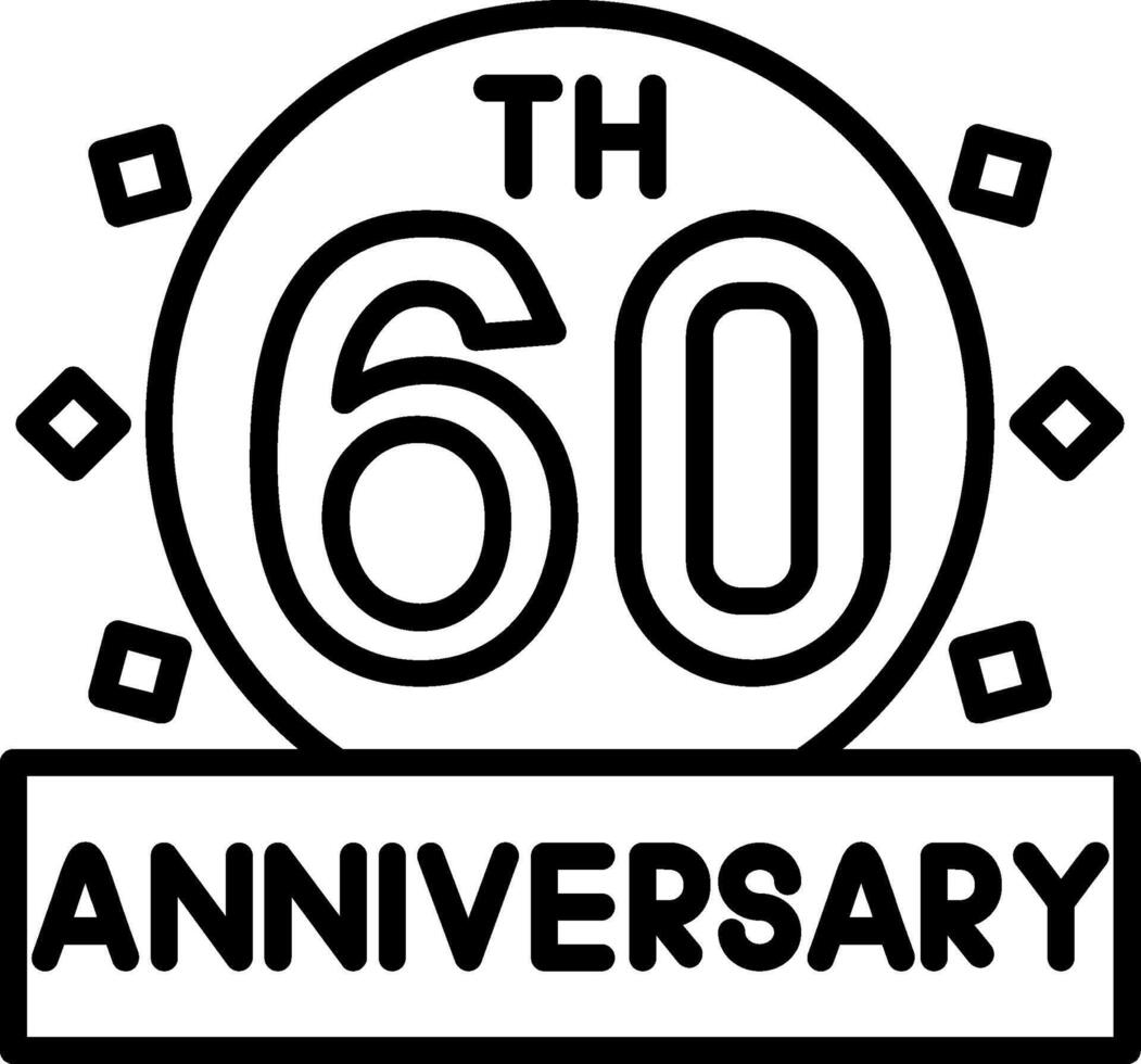 60th Anniversary Line Icon vector