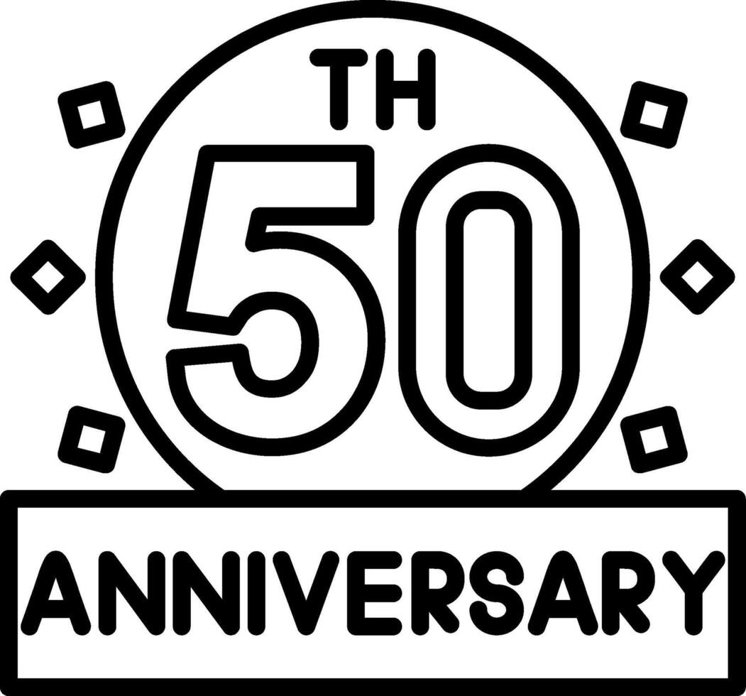 50th Anniversary Line Icon vector
