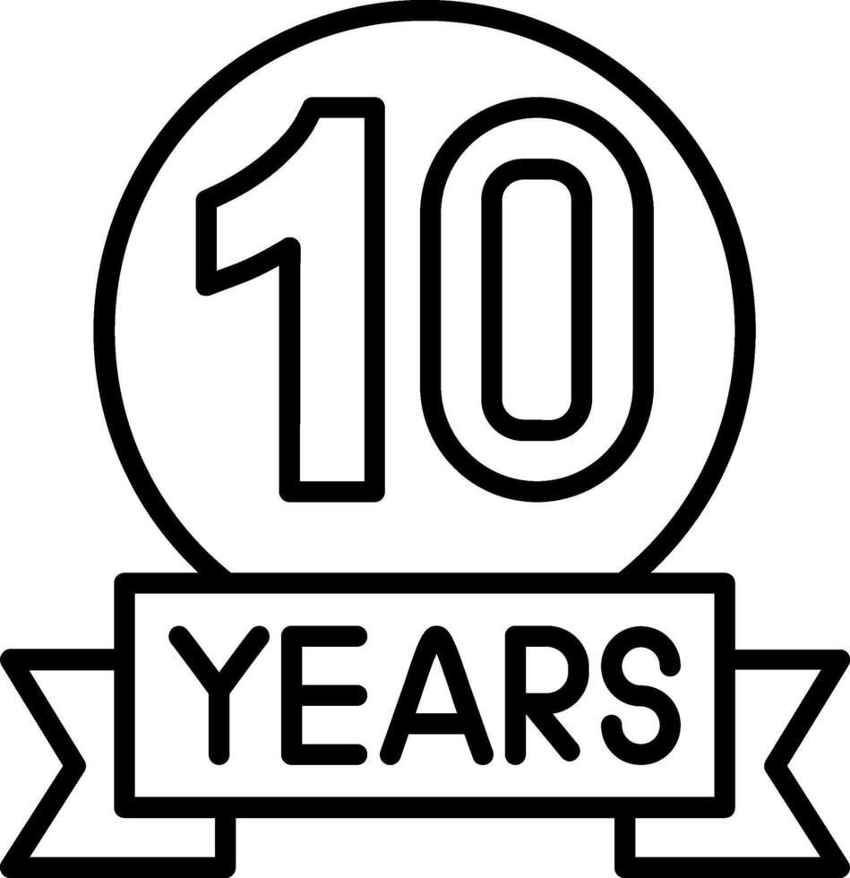 10 Years Anniversary Line Icon vector