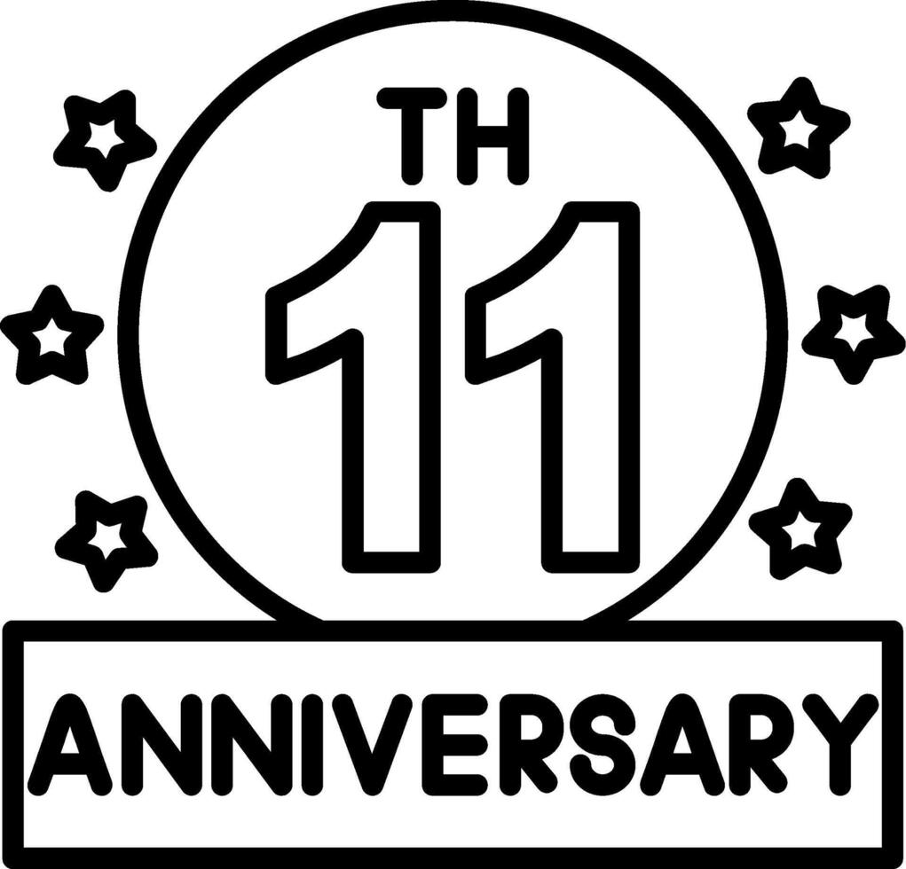11th Anniversary Line Icon vector