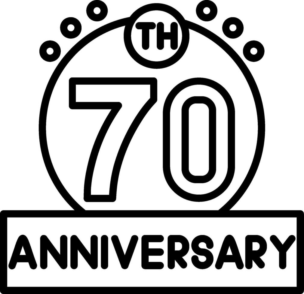 70th Anniversary Line Icon vector