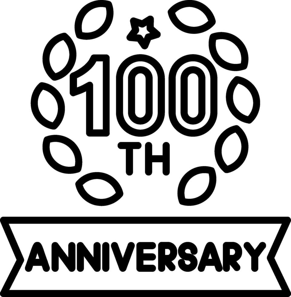 100th Anniversary Line Icon vector