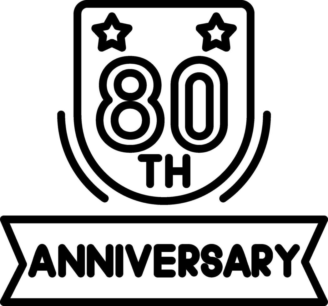 80th Anniversary Line Icon vector