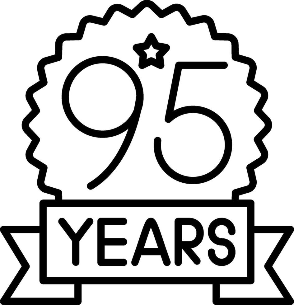 95 Anniversary Line Icon vector