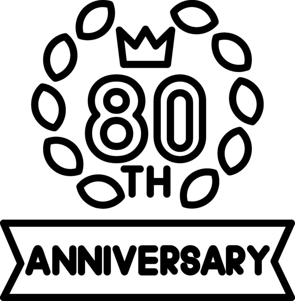 80th Anniversary Line Icon vector