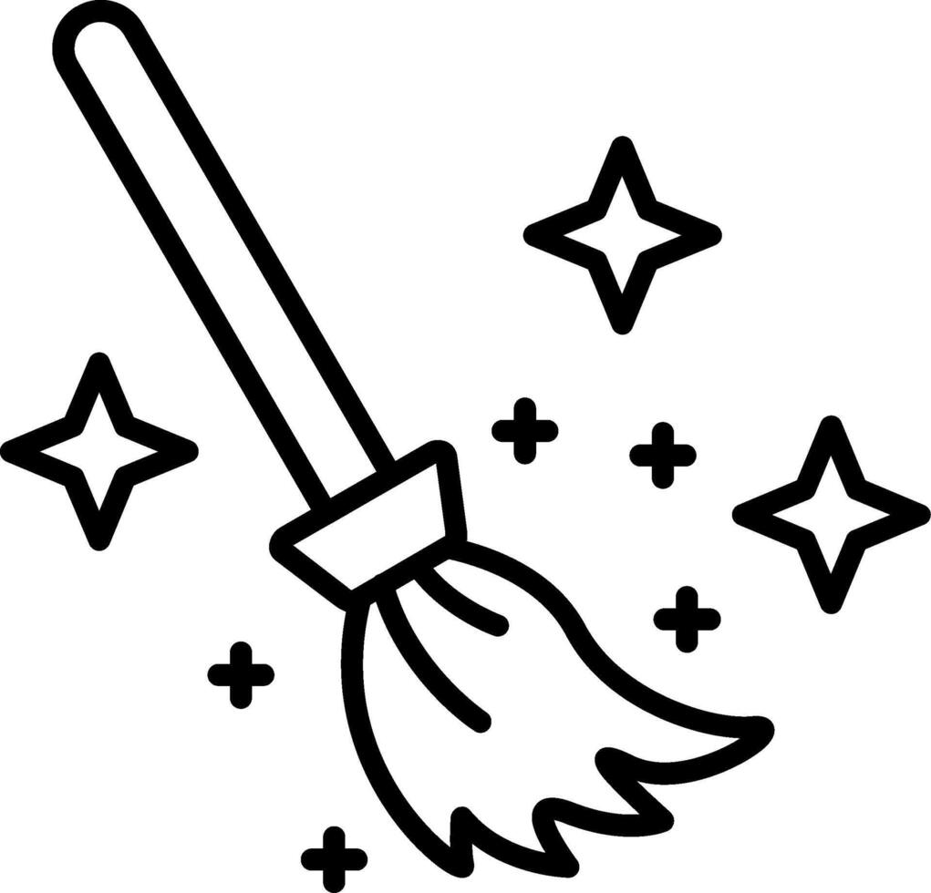Magic Broom Line Icon vector