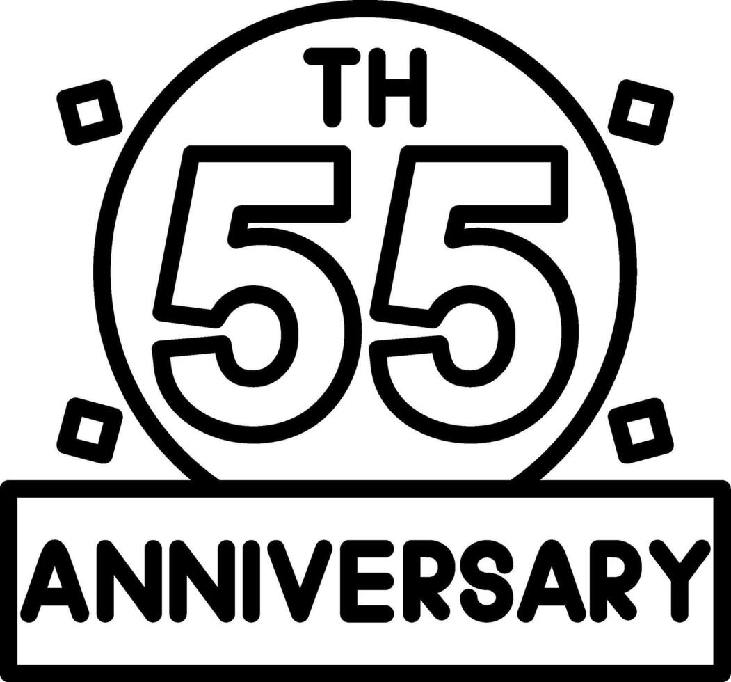 55th Anniversary Line Icon vector