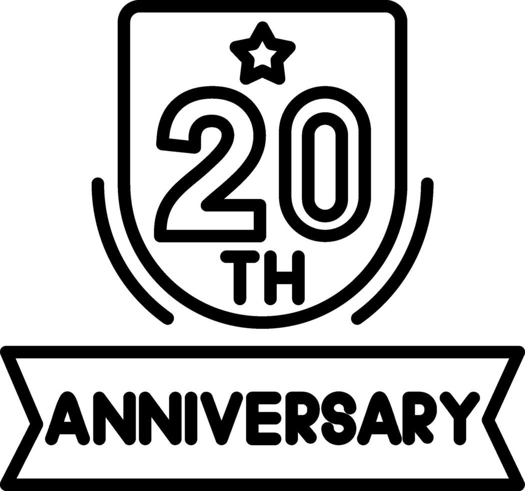 20th Anniversary Line Icon vector
