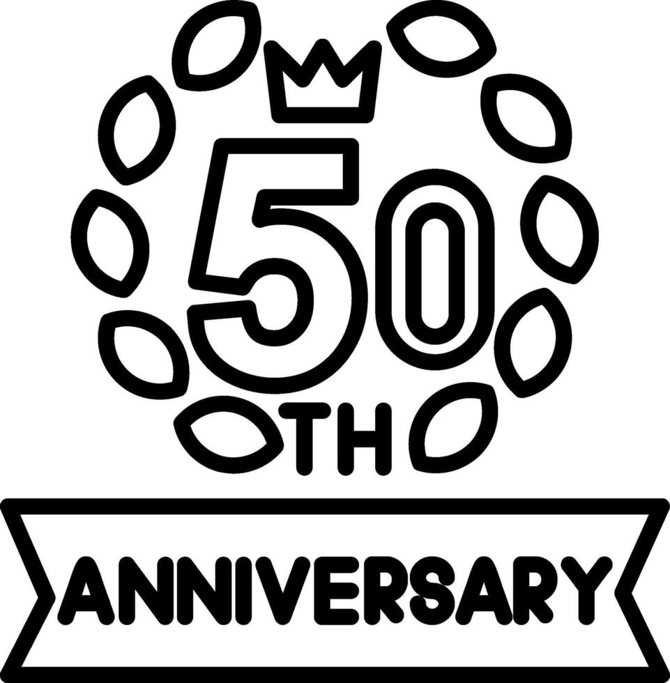 50th Anniversary Line Icon vector