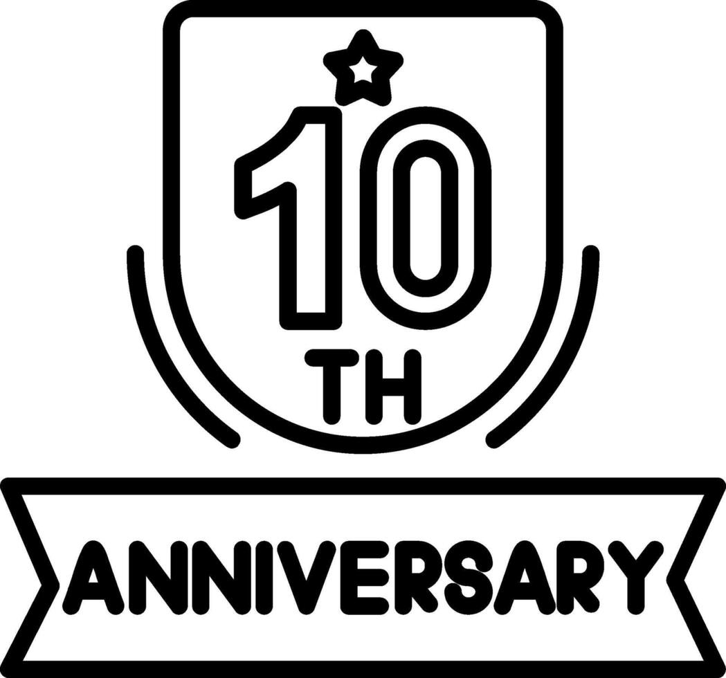 10th Anniversary Line Icon vector