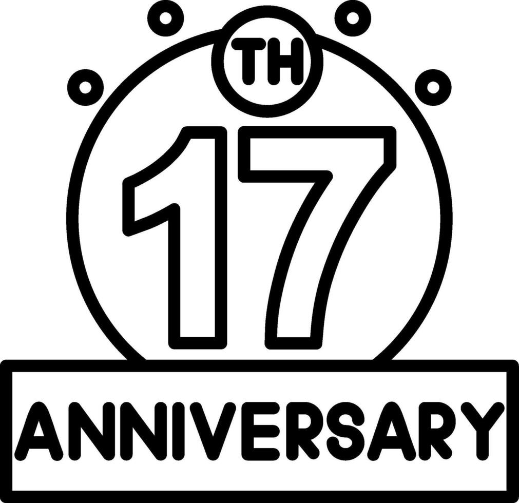 17th Anniversary Line Icon vector