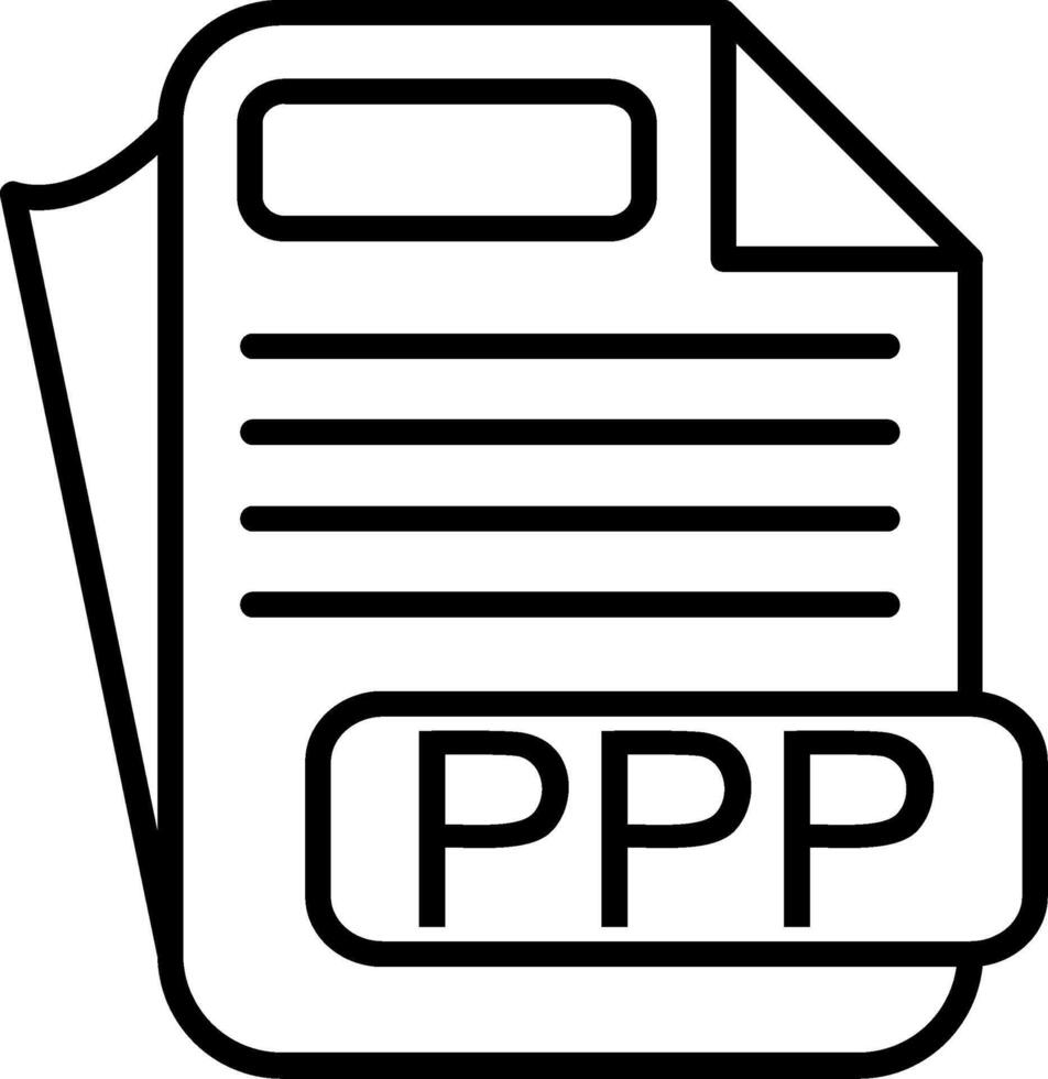 PPP File Format Line Icon vector