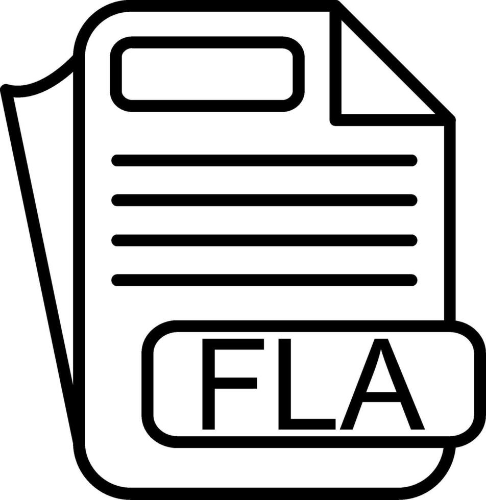 FLA File Format Line Icon vector