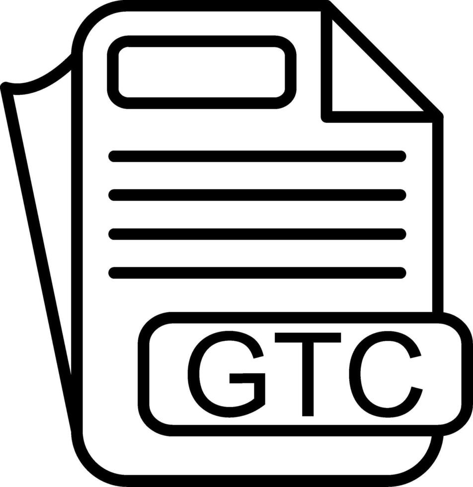 GTC File Format Line Icon vector