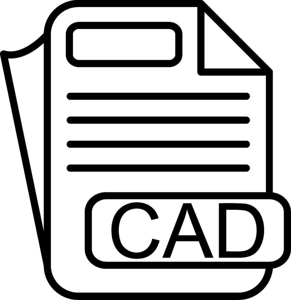 CAD File Format Line Icon vector